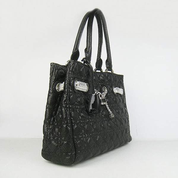 Christian Dior 1885 Snake Grain Leather Handbag-Black - Click Image to Close